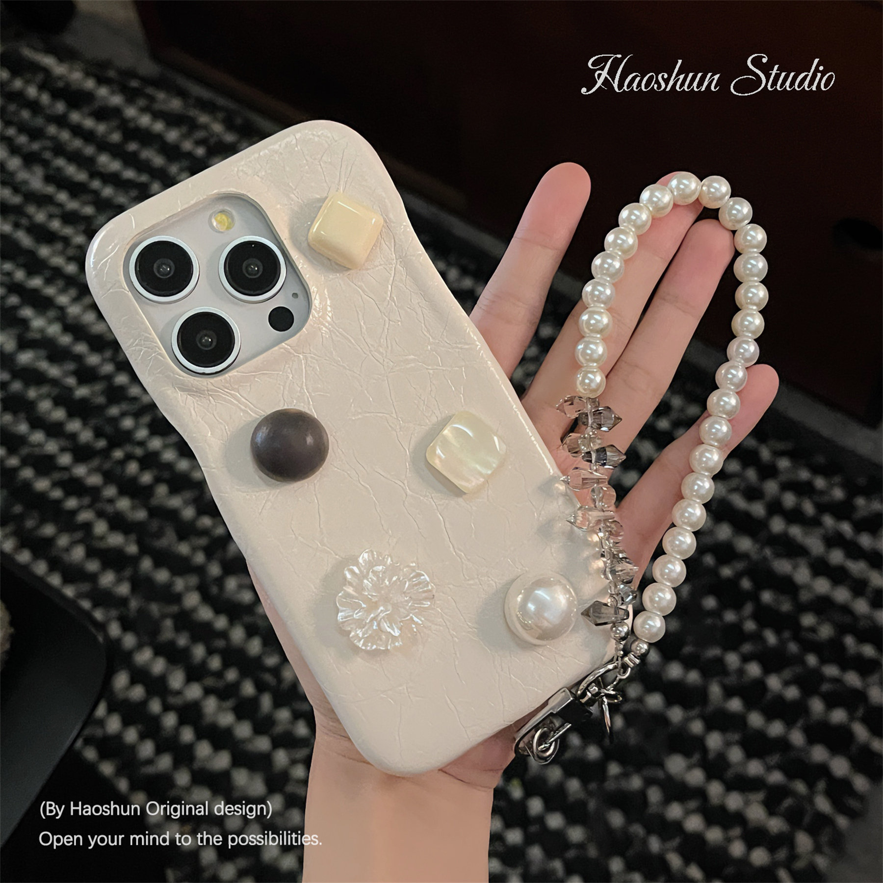 木纹贝母适用于iPhone17PROMAX手机壳半包仿皮质苹果13PRO/15PRO/16pro/12防摔简约ins保护套褶皱气质皮革壳