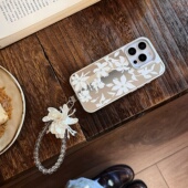 淡雅白花适用于iPhone17PROMAX全包镜面硬壳苹果14PLUS 13pro手机壳苹果12pro防摔创意小众15苹果16promax