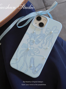 蓝芭蕾舞鞋适用于iphone17pro/16苹果12手机壳11PRO菲林硬壳苹果15pro/13/14plus少女艺术小众创意光面保护套