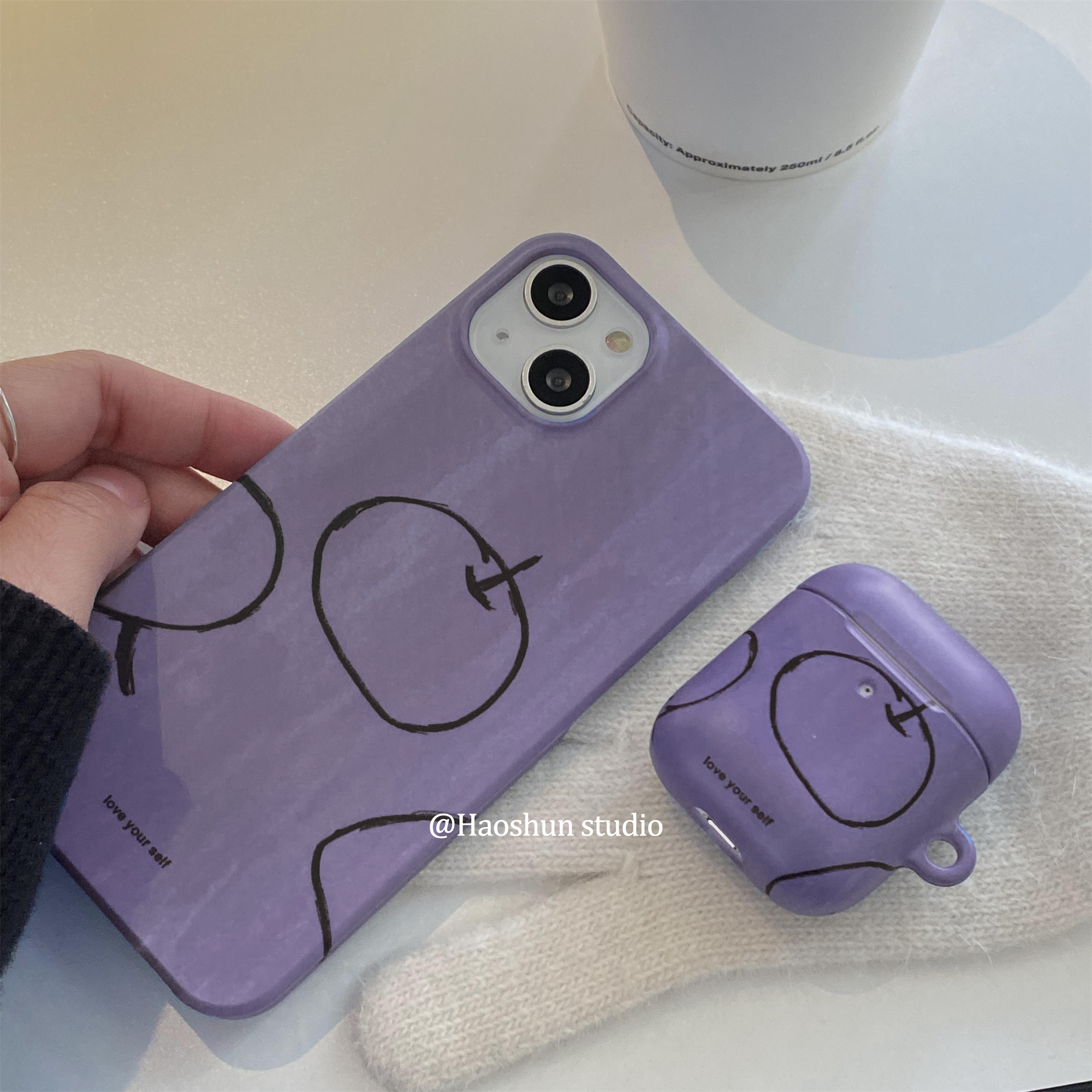 紫苹果适用于iphone15pro/13pro苹果12手机壳11PRO菲林硬壳16plus新款艺术14proMAX女款情侣半包磨砂保护套潮