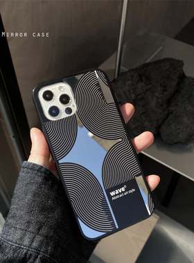 黑白曲线适用于iPhone16Pro苹果15proMax/14promax手机壳17promax防摔13镜面硬壳苹果12pro/17保护套15Plus