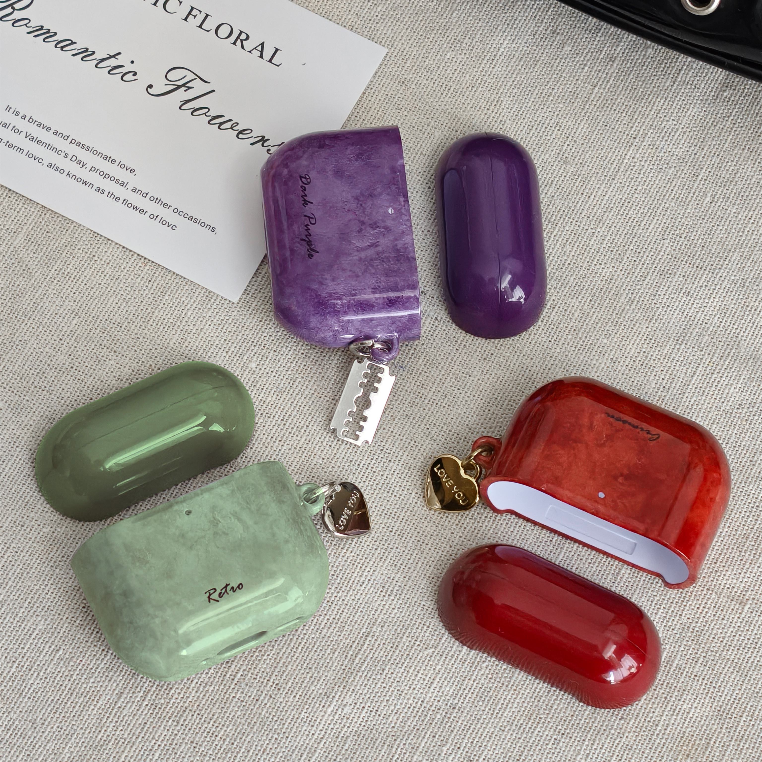 油画晕染适用于Airpods1/2保护套AirPods4耳机套aipodspro3可爱卡通AirPodspro2/airpods3光面菲林耳机壳硬壳,3C数码配件,耳机保护套,淘宝优惠券,粉丝福利购,淘宝优惠卷