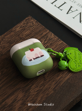 奶油蛋糕适用于Airpodspro耳机壳AirPods4创意耳机套aipods2/AirPodspro2/airpods3硬壳菲林磨砂小众可爱卡通