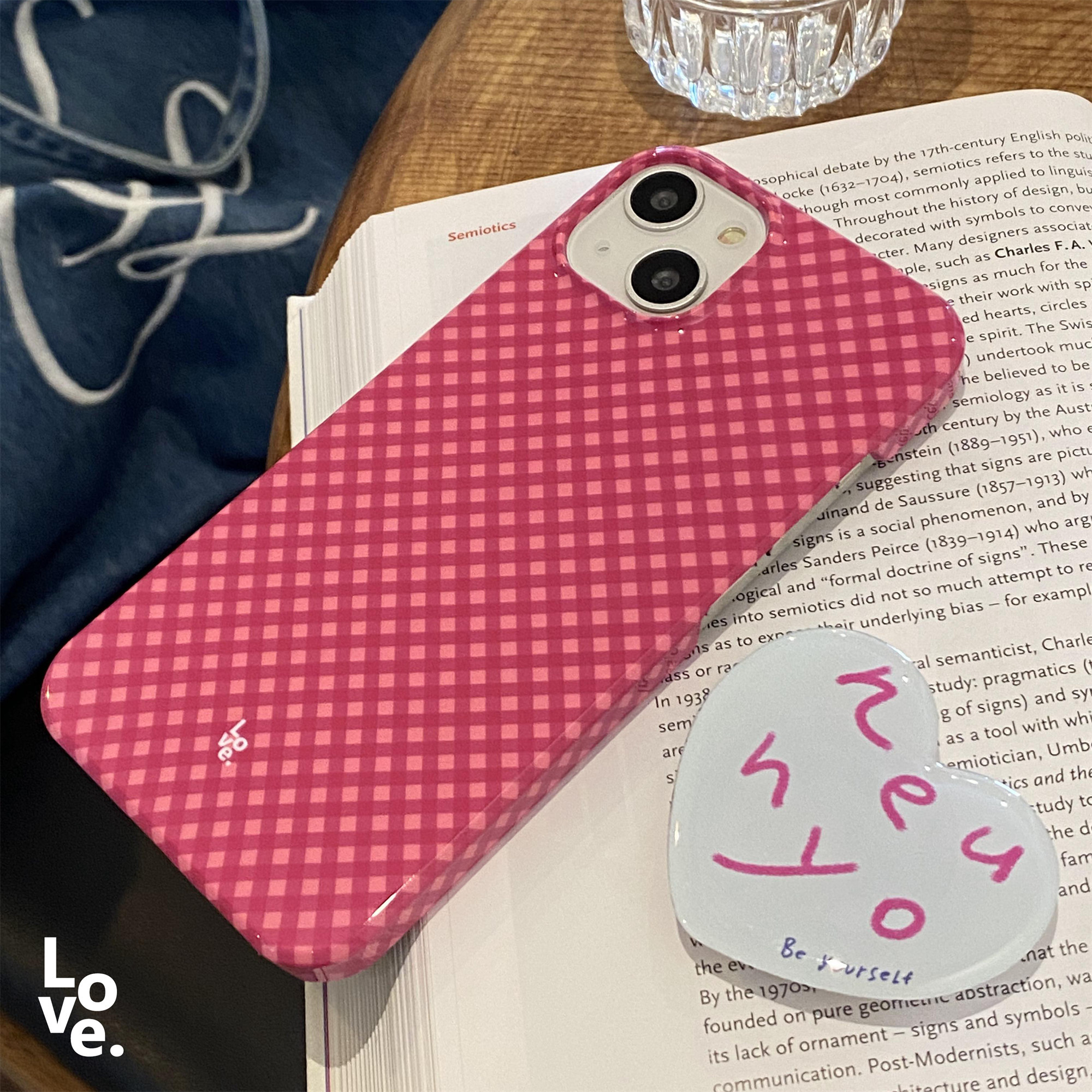 莓红格纹适用于三星S24Ultra艺术菲林硬壳S22+小众设计S21Ultra半包s21+手机壳S23光面女款新款ins保护套s25u