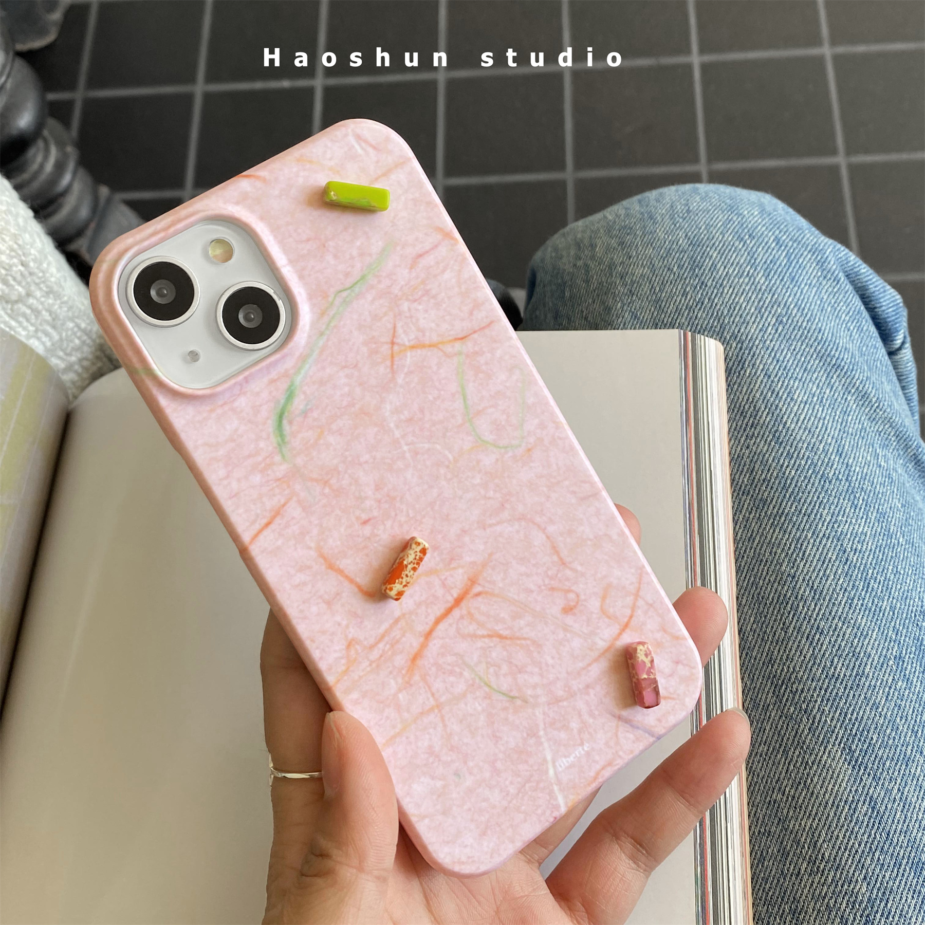 粉宣纸适用于iphone13promax苹果12手机壳11PRO菲林硬壳16pro新款艺术15promax女款半包磨砂保护套硬壳14pro