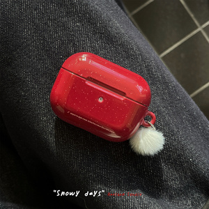 暗红白点适用于AirPodspro3耳机套光面菲林AirPods3代硬壳防摔创意个性airpods4蓝牙耳机保护套小众airPods2