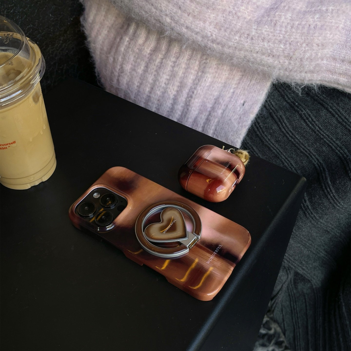 晕染棕适用于三星S22Ultra光面菲林磁吸手机壳S23+小众S24Ultra/s25ultra硬壳S21手机壳S25+/s23ultra创意S24