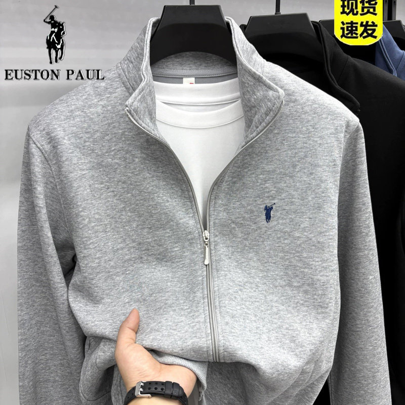 正品保罗男士卫衣外套拉链立领秋季长袖开衫中青年美式休闲男夹克