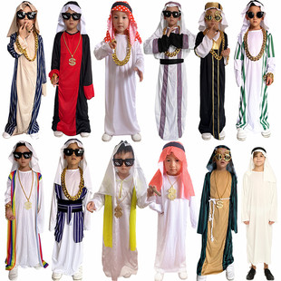 万圣节服装cos儿童阿拉伯服饰中东迪拜王子土豪生日派对长袍装扮