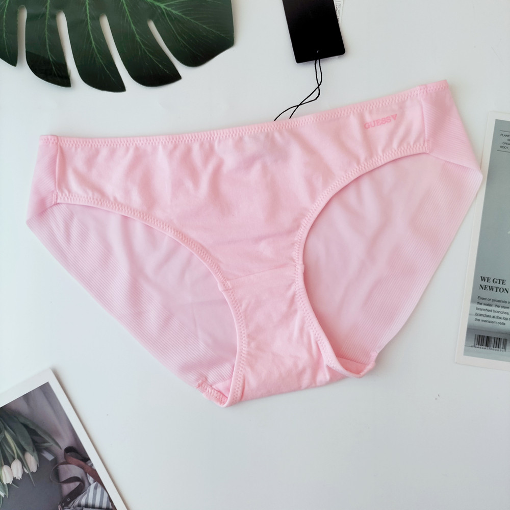 新款韩国原单大牌棉质无痕时尚可爱中低腰浅蓝色少女色女三角内裤