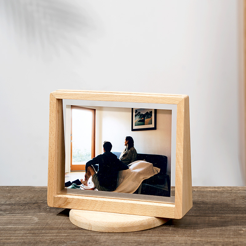 实木相框摆台高级感6寸7寸8六创意摆台10寸A4双面亚克力定制相册