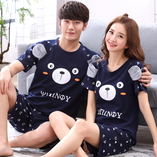 纯棉情侣睡衣居家服夏天男女士可爱卡通家居服套装 短袖 夏季 2套价