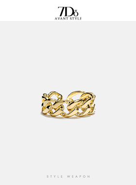 女金属链条设计感开口戒指指圈