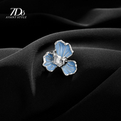 7Do蓝色鸢尾防走光胸针扣高端精致领口固定衣服暗扣西装 别针配饰