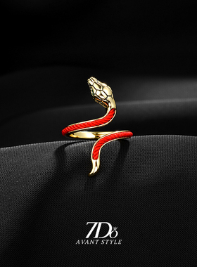 女新中式红绳金蛇戒指女