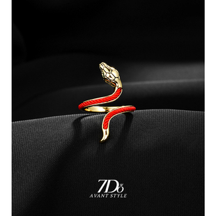 7Do新年高级感红绳金蛇戒指女款2024新款爆款设计小众食指环尾戒