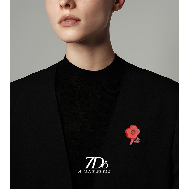 高级感醋酸小红花胸针别针女