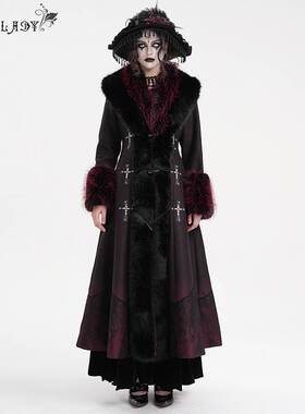 Devil Fashion恶魔时尚女装哥特 黑红渐变尼料长款外套 ECT016