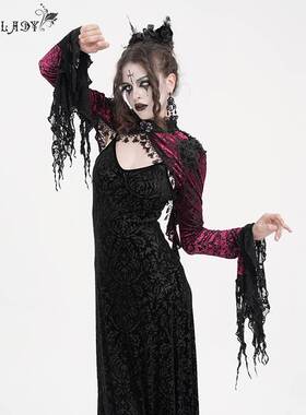 Devil Fashion恶魔时尚女装哥特烧花绒料短款红色小外套 ECA02002