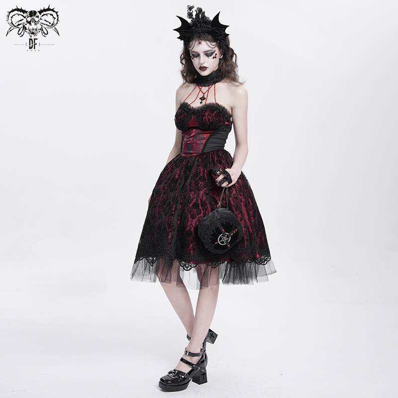 Devil Fashion恶魔时尚女装骨架印花哥特洛丽塔连衣裙SKT23402