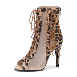 鱼嘴靴子女马丁短靴爵士舞高跟鞋heels舞蹈跳舞鞋41到43大码女靴