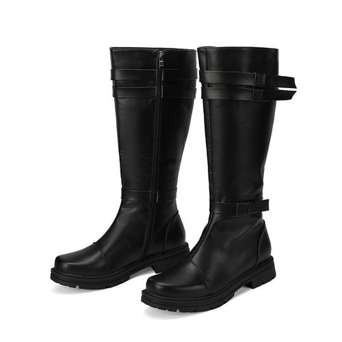 鸣潮漂泊者cos鞋子男主cosplay长筒靴黑色修腿不过膝小圆头靴子