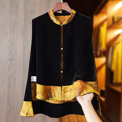宽松金丝绒新中式国风马甲背心