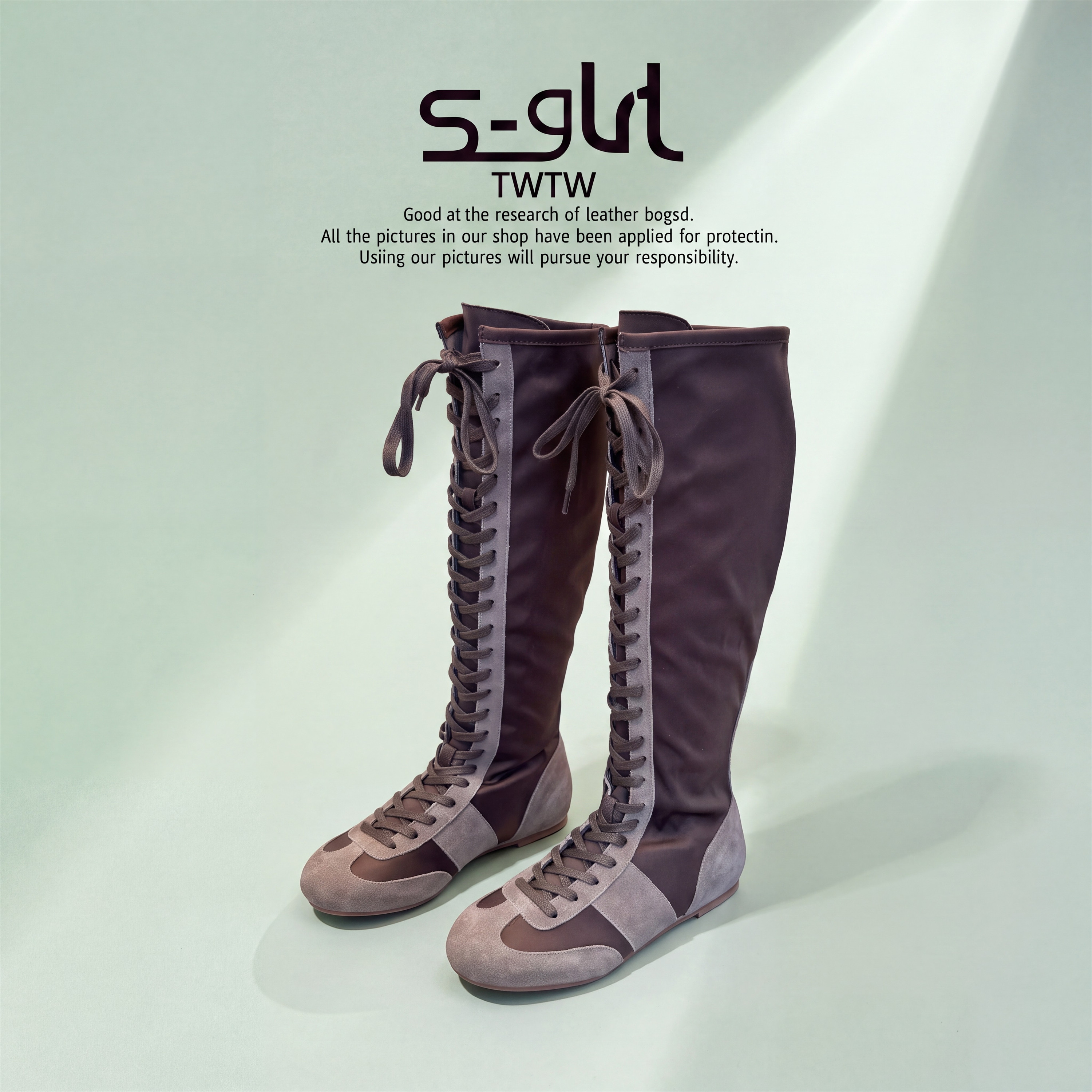 SGIRL TWTW2026年秋季复古交叉绑带高帮马丁靴女工装风显瘦短靴