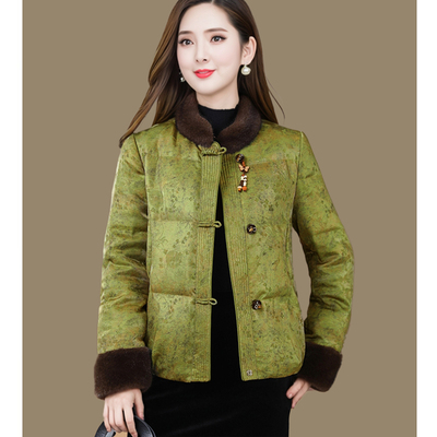 国风短款羽绒服女新中式妈妈外套