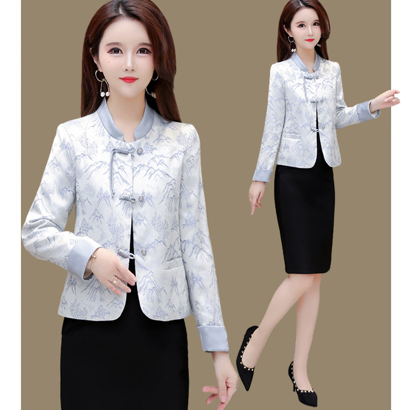 超好看新中式春装外套女26新款气质减龄小个子国风提花小香风西装