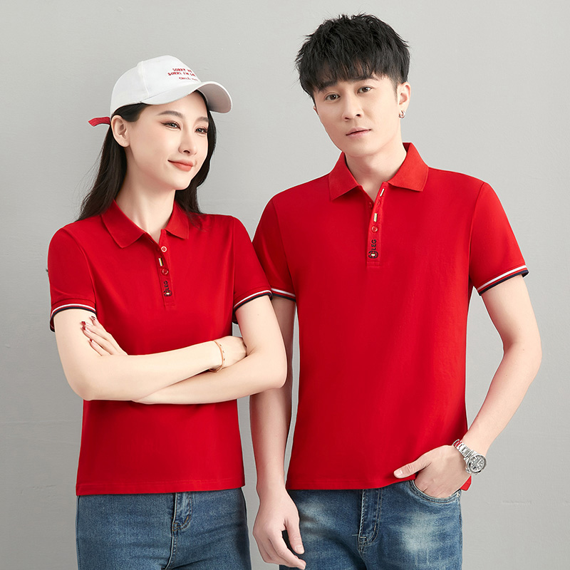 团购男女同款短袖T恤夏季新款纯棉休闲POLO衫情侣装大码翻领上衣