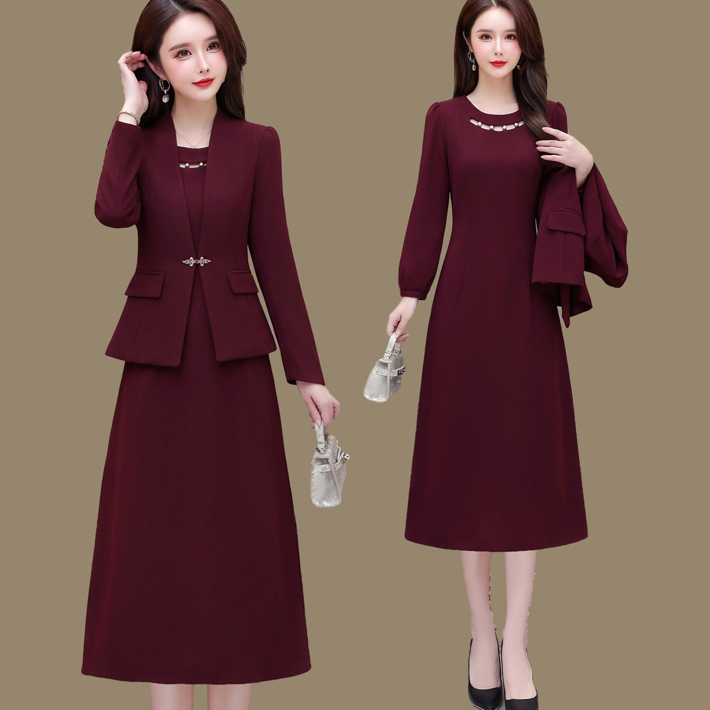 轻奢气质妈妈婚宴礼服套装连衣裙