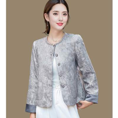 超好看提花短款圆领国风外套春装