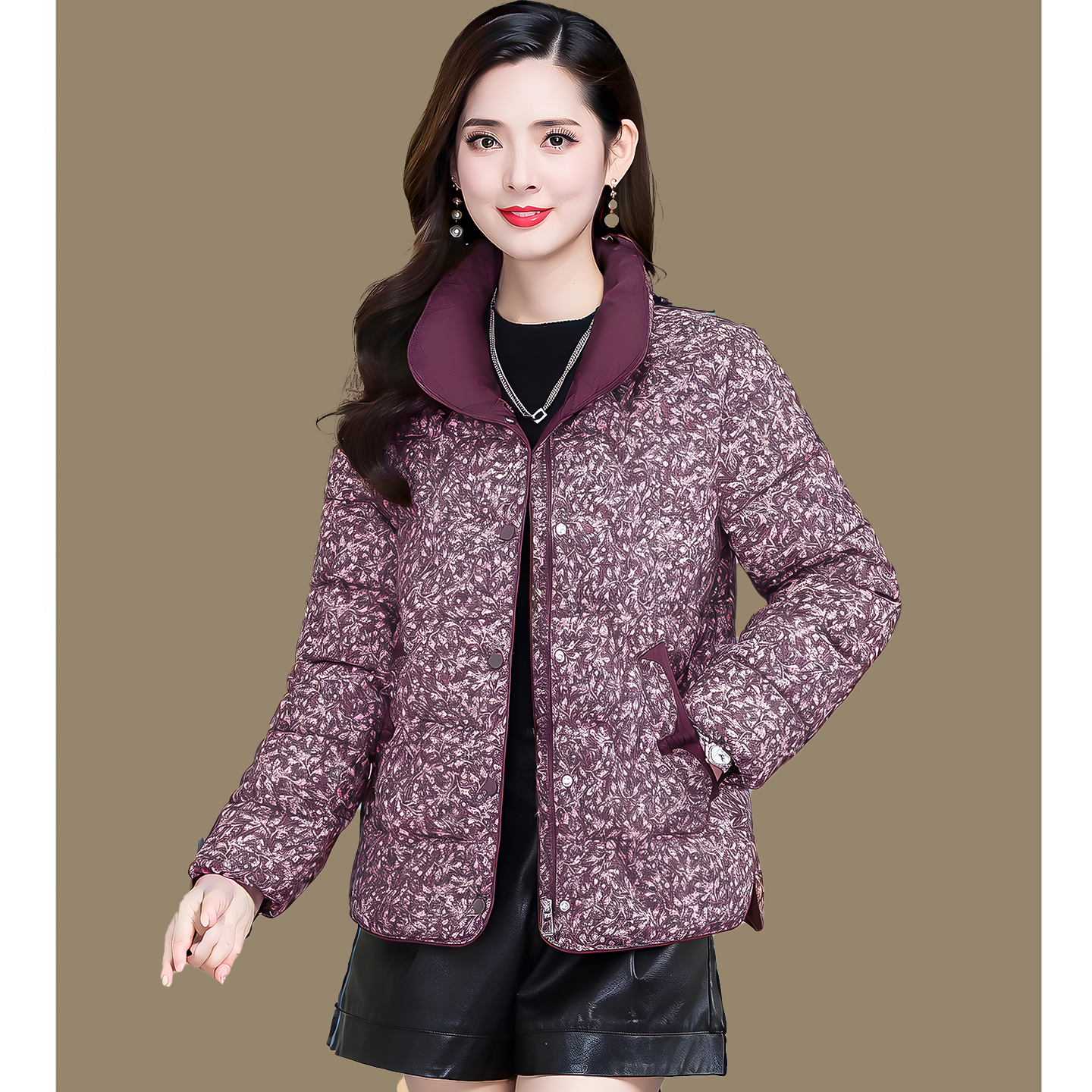 洋气妈妈冬装碎花棉服短款小棉袄