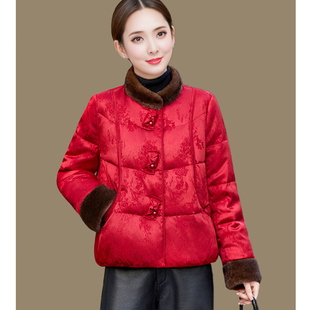 小香风新中式羽绒服女25冬季新款高贵减龄国风毛领白鸭绒短款外套