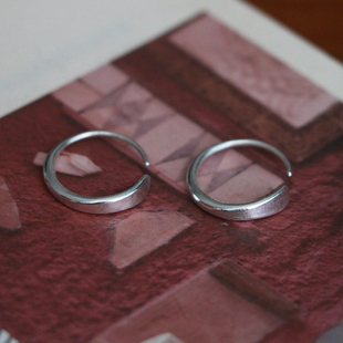 999纯银手工原创设计小众C形复古质感耳环大小可定制