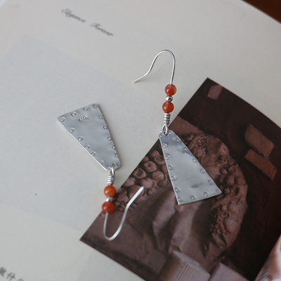 手工小众异域风情南红玛瑙耳环