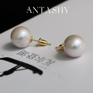 优质正圆爱迪生淡水珍珠925纯银大灯泡法式复古高级感耳钉
