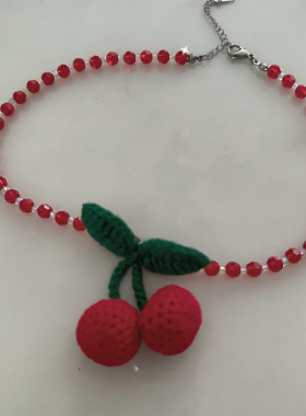 自己做的原创设计樱桃项链小众