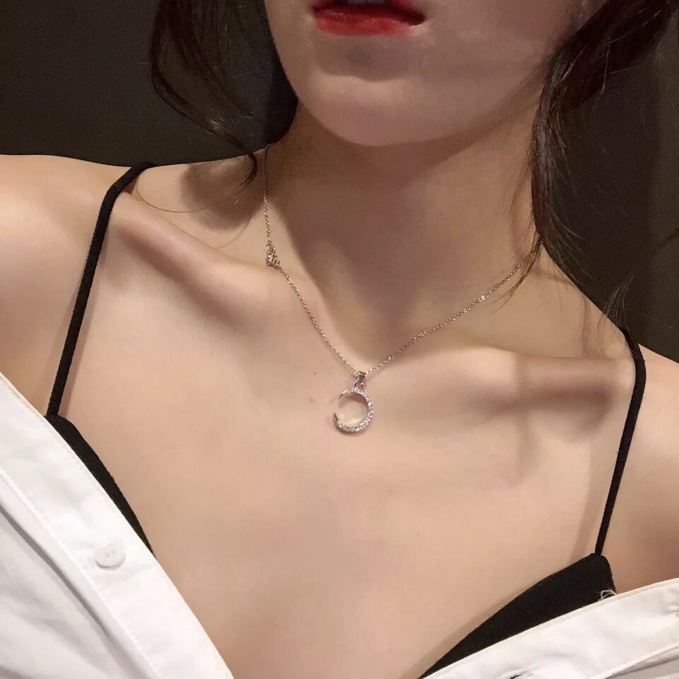 百搭月亮项链女网红脖颈饰品短款月牙925纯银锁骨链吊坠简约礼物|ruв категории Украшения,ювелирные изделия, ожерелье - от Buy2taobao.com для оказания профессиональной услуги покупки агента Taobao