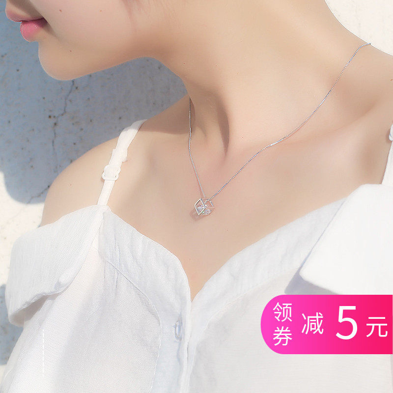 925纯银镂空水立方项链女日韩时尚简约爱情魔方气质短款锁骨链夏|ruв категории Украшения,ювелирные изделия, ожерелье - от Buy2taobao.com для оказания профессиональной услуги покупки агента Taobao