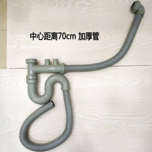 商用饭店厨房洗菜池水槽下水器双槽加长中心距离下水管排水管