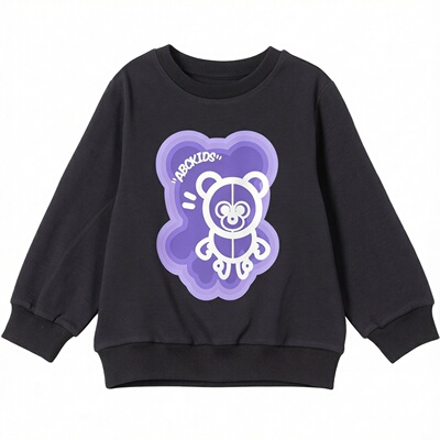 商场同款Abckids卡通小熊印花圆领卫衣儿童女童百搭宽松上衣