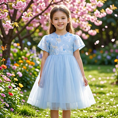 ABCkids童装女中大童夏款商场同款针织旗袍连衣裙纱裙F421316292