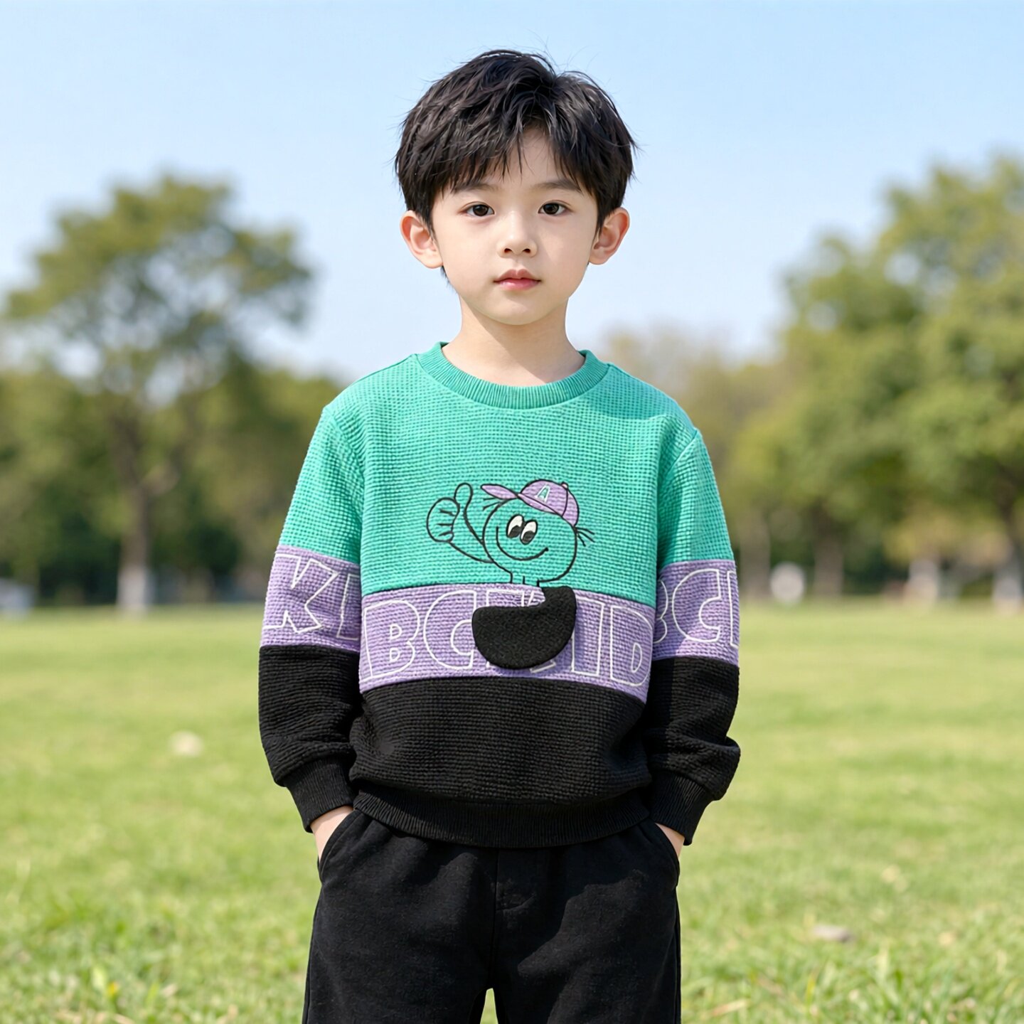 童装卫衣男圆领卡通套头Abckids图片