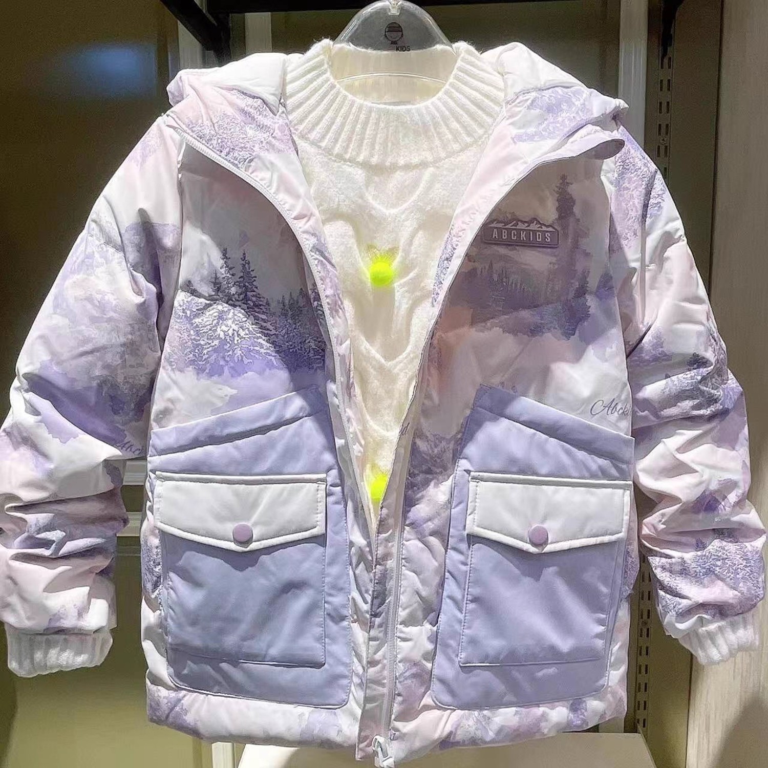 Abckids女童羽绒服2025冬季新款儿童加厚保暖外套中大童连帽上衣