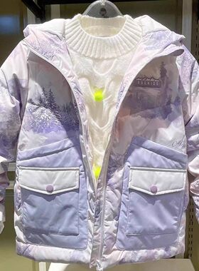 Abckids女童羽绒服2025冬季新款儿童加厚保暖外套中大童连帽上衣