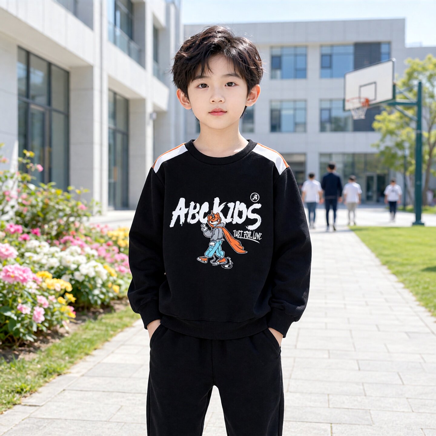 abckids童装春秋款男童字母印花卡通圆领套头卫衣外穿 F332305027图片