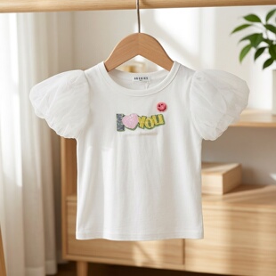 abckids童装夏季商场同款女童圆领短袖T恤休闲纯棉公主F221301272