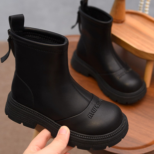 真皮女童短靴儿童皮靴2025秋冬新款软底加绒二棉靴切尔西靴马丁靴
